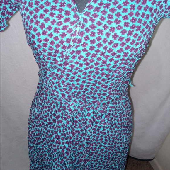 Band of Gypsies Teal and Bergundy Floral Patterned Midi Wrap Dress NWT - Picture 3 of 12